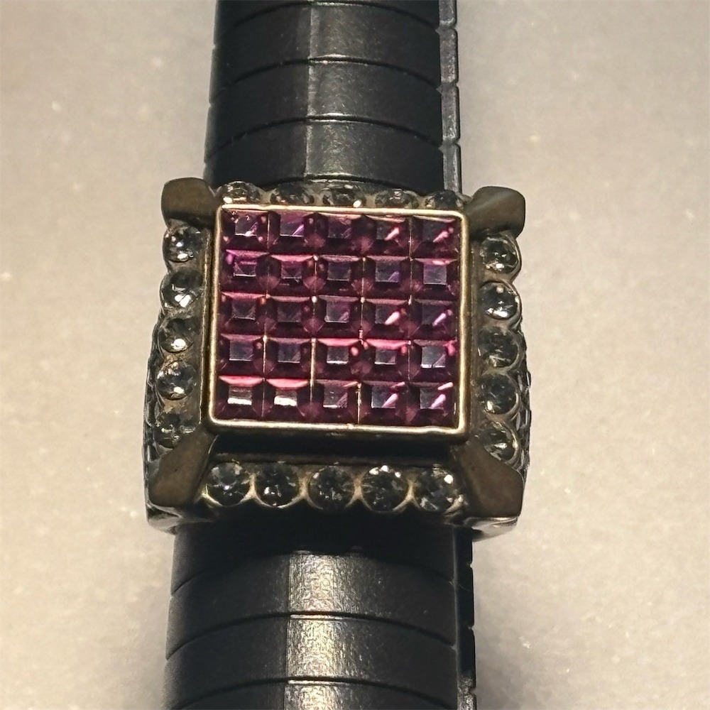 Heidi Daus Ring Size 10 Purple Crystal Square Art Deco Statement - Picture 1 of 16